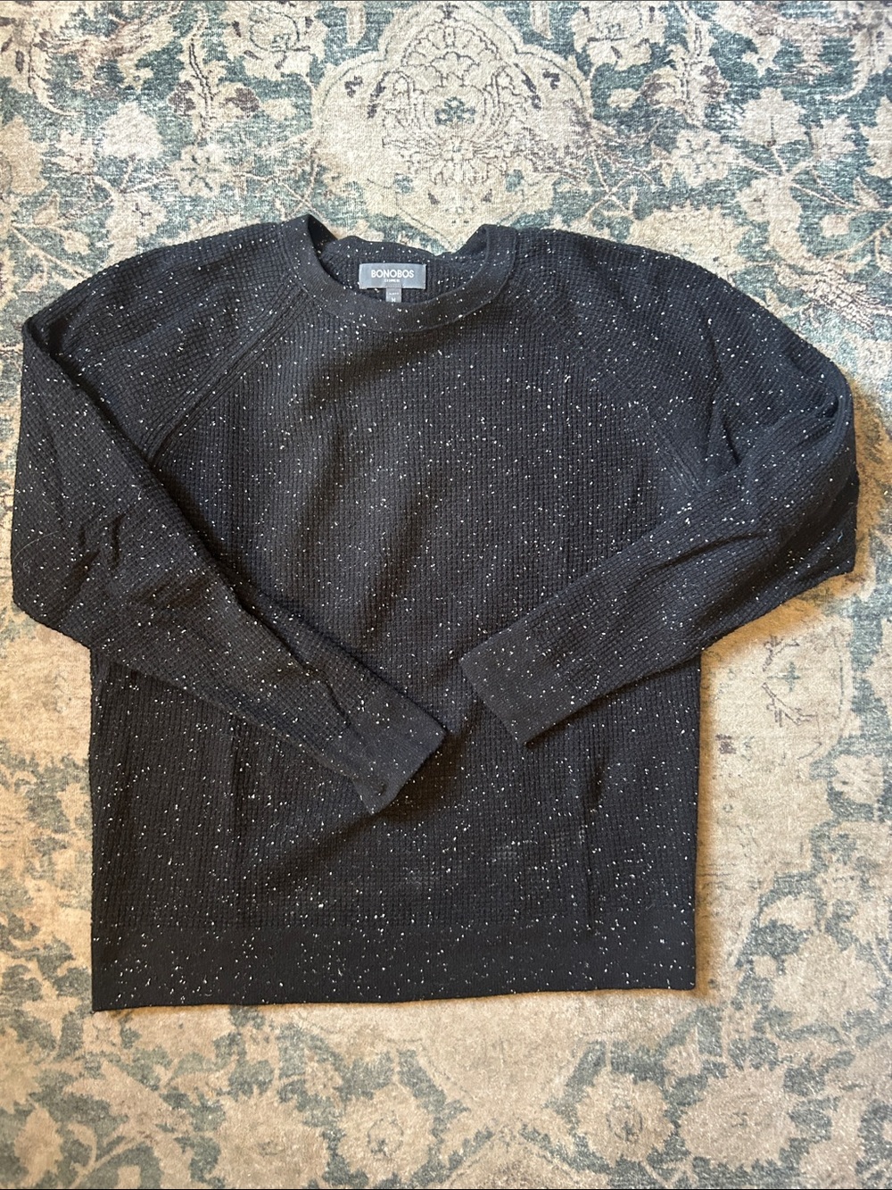 Bonobos Black Speckled Crewneck Sweater with White Flecking